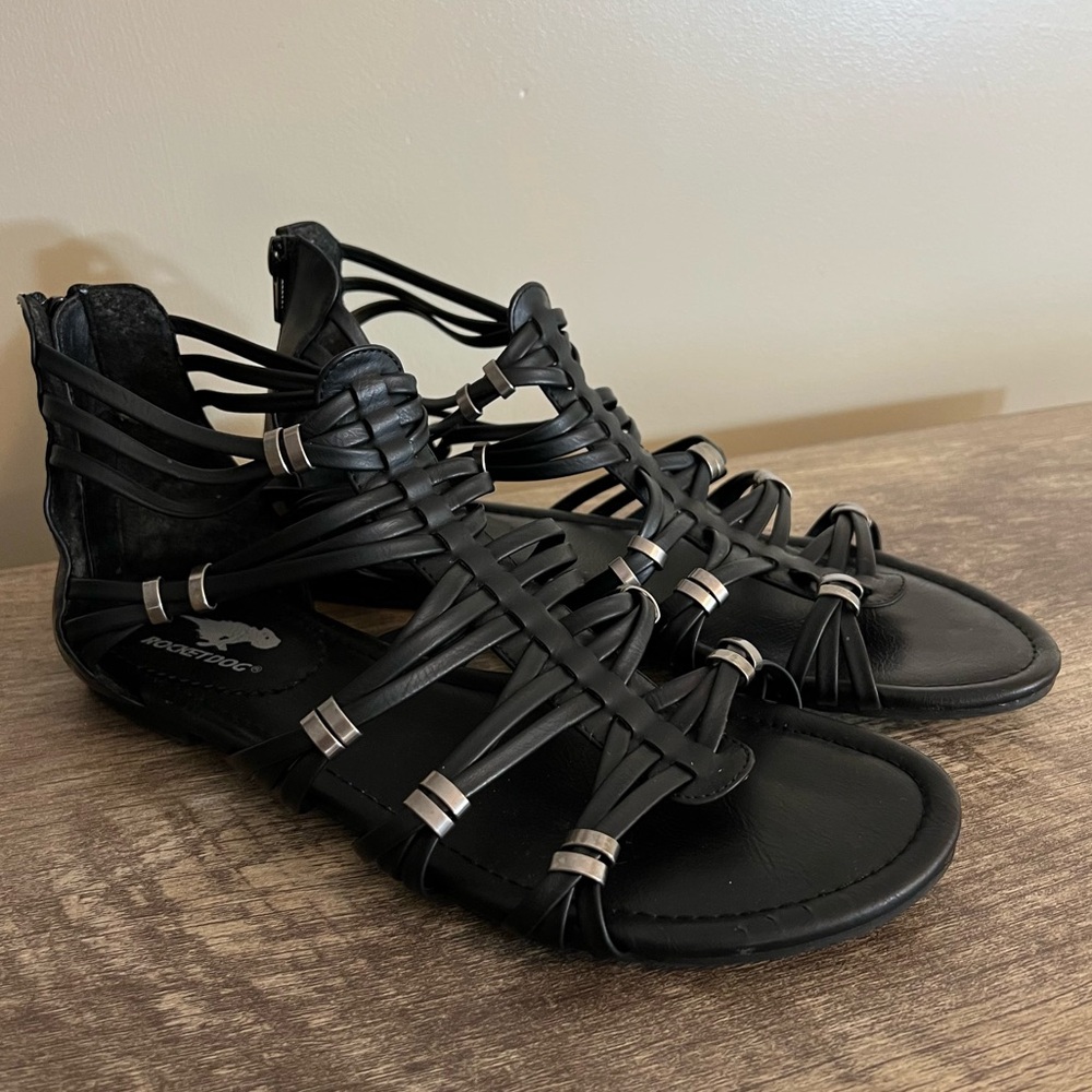 Rocket Dog Hayden Strappy Black Gladiator Sandals  NO SIZE Approximately 9.5